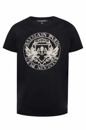 T-shirt with embroidered pattern and logo, zdjęcie 1 T-shirt with embroidered pattern and logo od Balmain